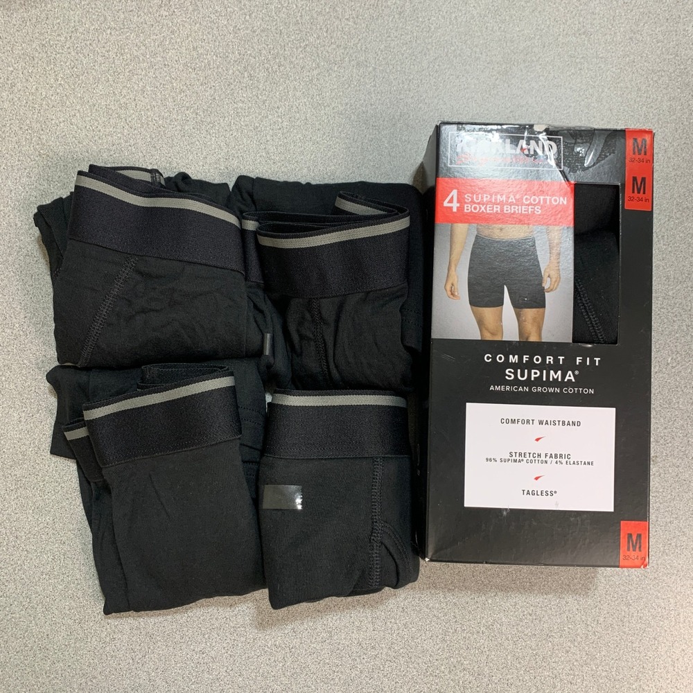 NWT Kirkland Signature 8 pack Men's M Black Boxer Briefs Supima Cotton